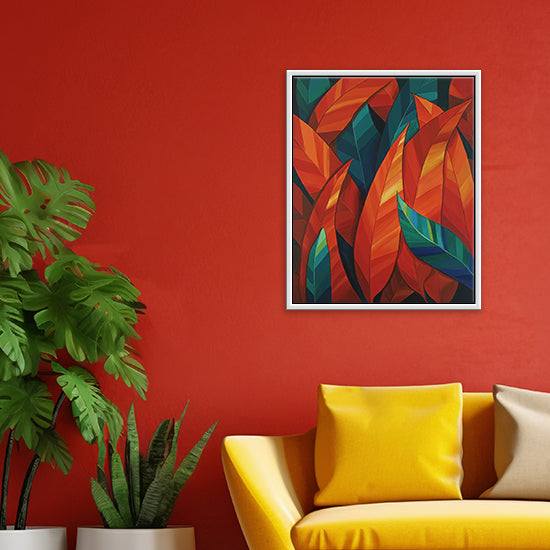Leaves Orange Green | Handmade Leaf Art for Hotel, Office & Home Décor