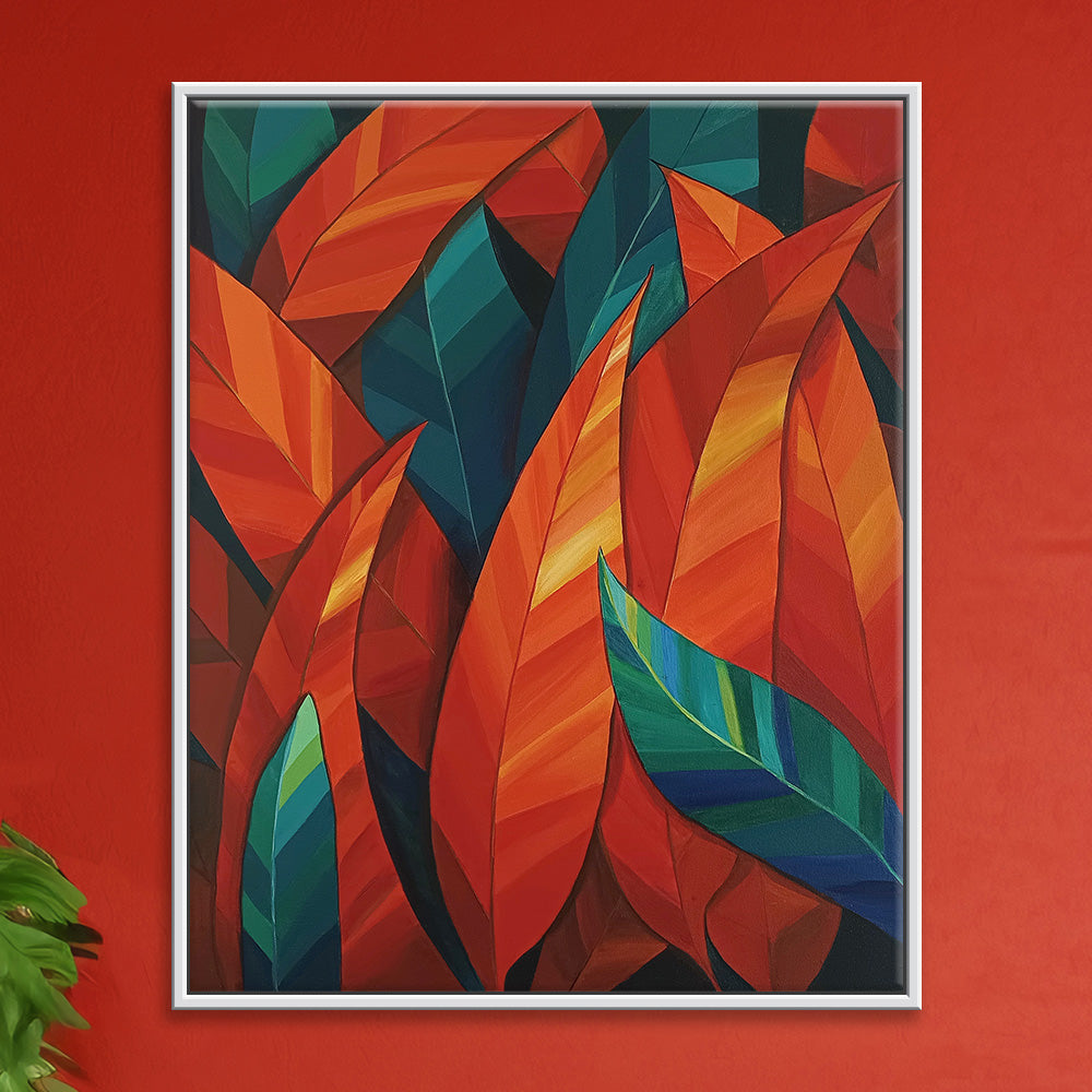 Leaves Orange Green | Handmade Leaf Art for Hotel, Office & Home Décor