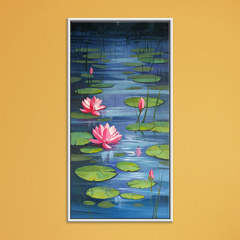 Blooming Light Lotus Art |Vibrant Floral Art | Luxury Handmade Canvas Paintings