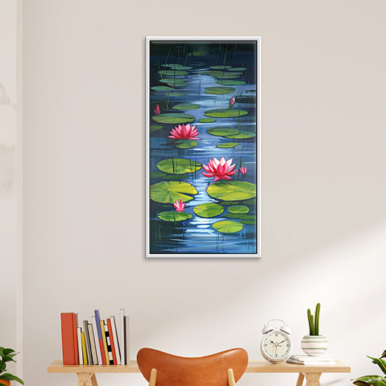 Lake of Quiet Blooming Lotus | Symbol of Purity & Peace | Vibrant Lotus Canvas Paintings