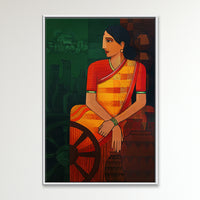 Bailgaadi Belle | Indian Woman Village Painting by Sajaao - Image 1