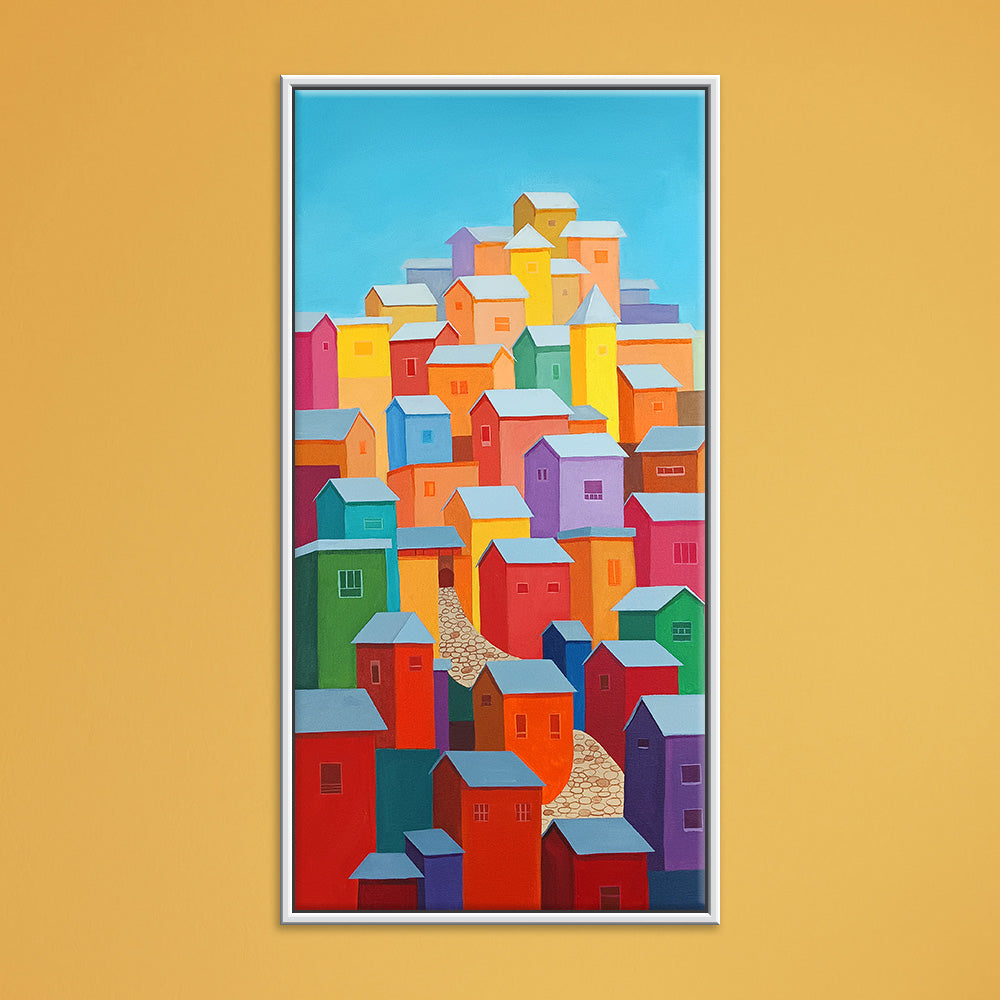 Colorful House Paintings | Whispers of Home | Realism, Landscape, Vibrant Canvas Handmade Painting