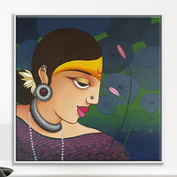 Kamalmukhi | Indian Woman Portrait Delicately Rendered Painting - Image 1