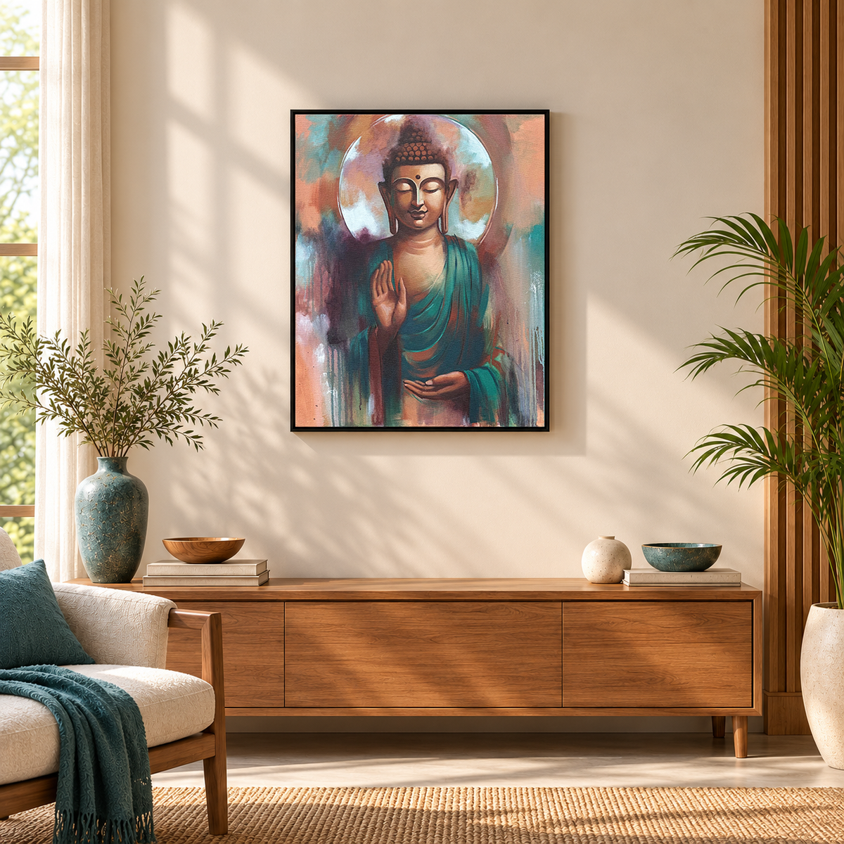 Buddham Sharanam | Meditating Buddha Painting by Sajaao