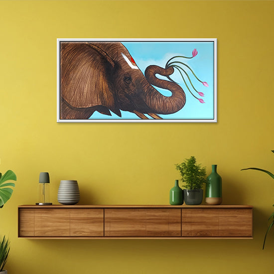 Royal Elephant Art | Royal Elephant Canvas Art | Realism Handmade Painting