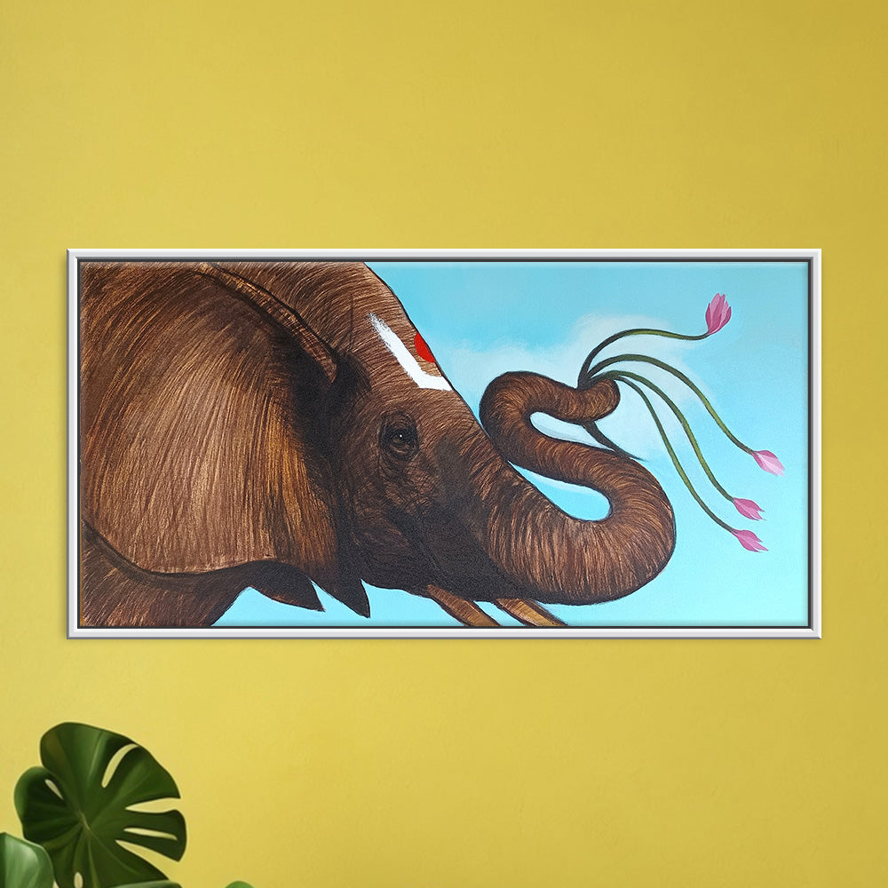 Royal Elephant Art | Royal Elephant Canvas Art | Realism Handmade Painting
