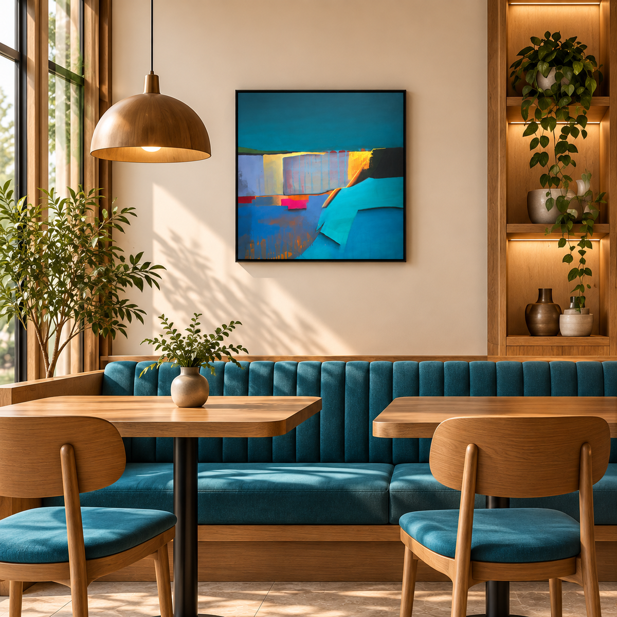 Crimson Coast | Abstract Landscape Painting, Seascape Painting for Living Room