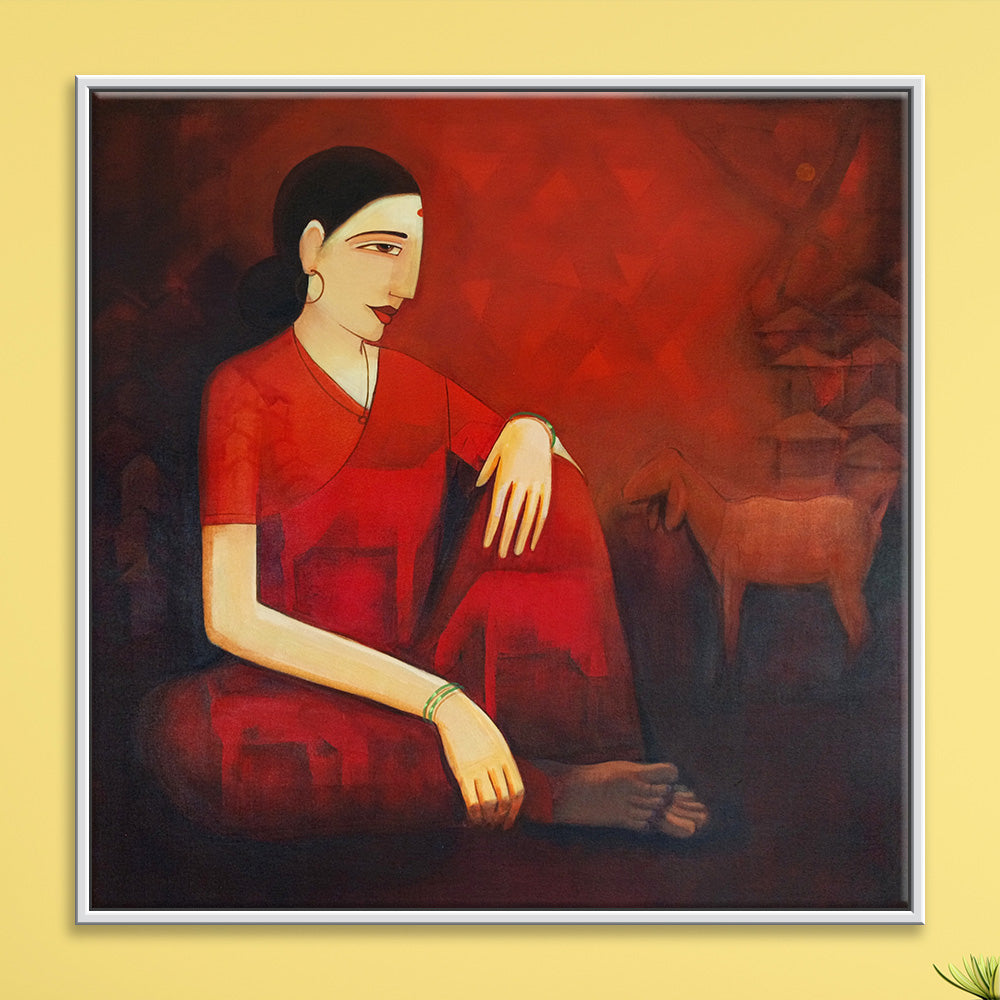 Lady With Red Sheep