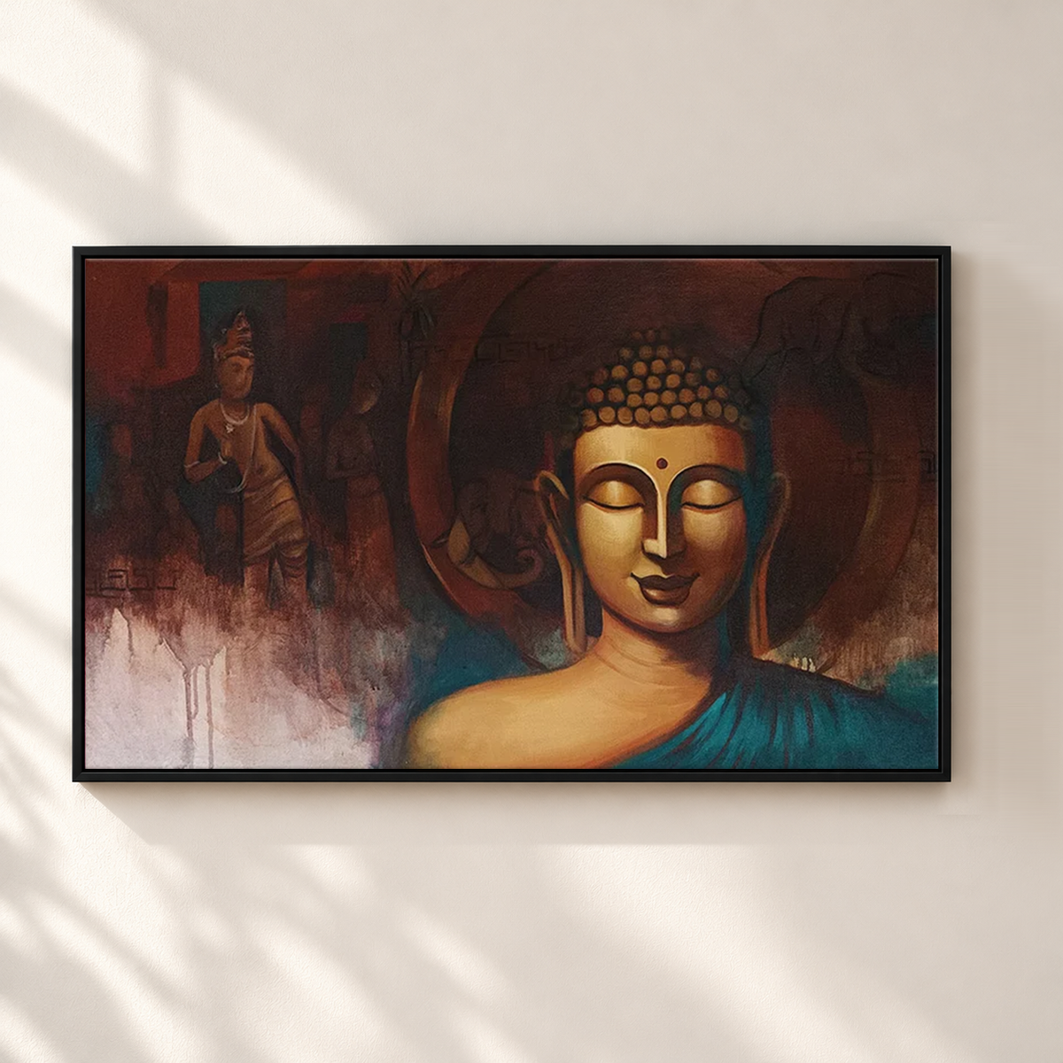 Spiritual Buddha Canvas Painting | Handmade Wall Art for Living Room Decor