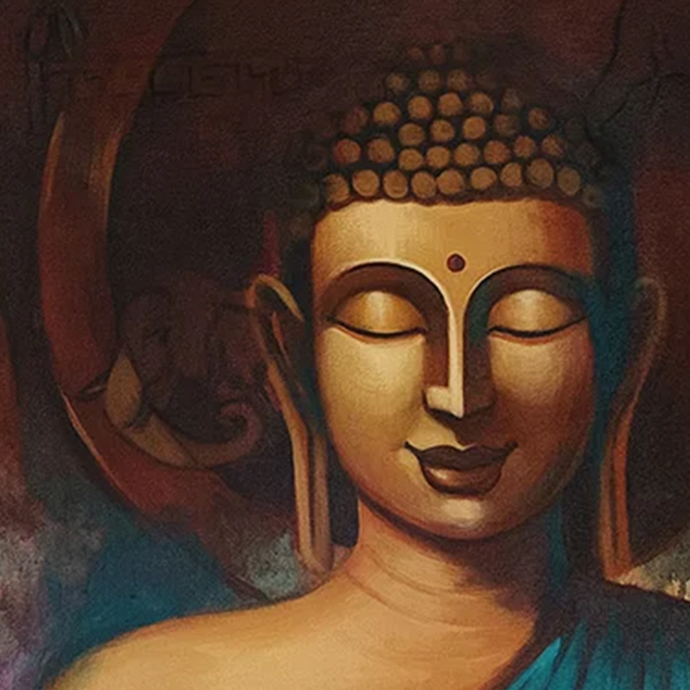 Spiritual Buddha Canvas Painting | Handmade Wall Art for Living Room Decor