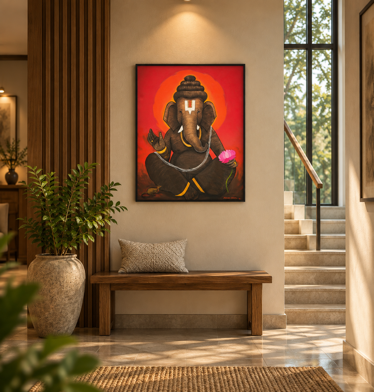 Vakratunda's Grace | Ganesha Delicately Rendered Painting