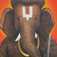 Vakratunda's Grace | Ganesha Delicately Rendered Painting - Image 3