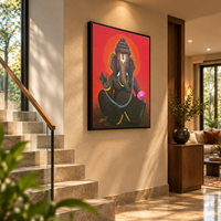 Vakratunda's Grace | Ganesha Delicately Rendered Painting - Image 4