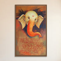 Ganesha Stotra | Ganesha with Sanskrit Script Painting by Sajaao - Image 1