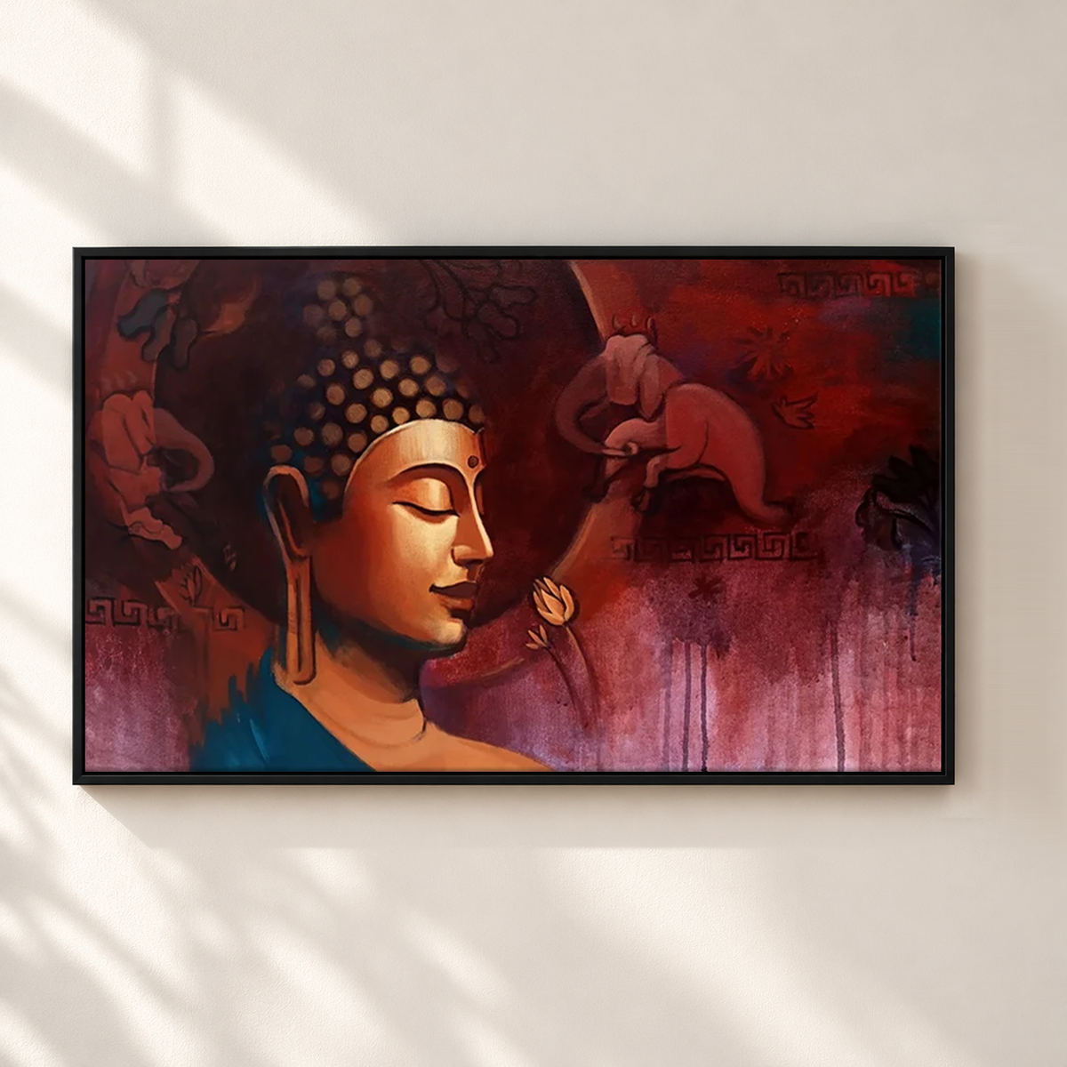 Peaceful Buddha Canvas Painting | Original Handmade Art for Home Decor