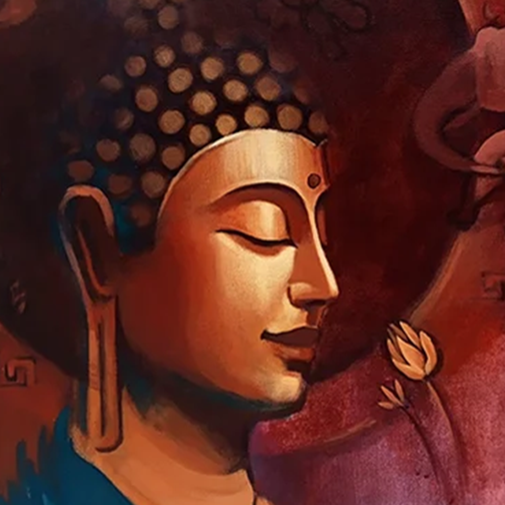 Peaceful Buddha Canvas Painting | Original Handmade Art for Home Decor