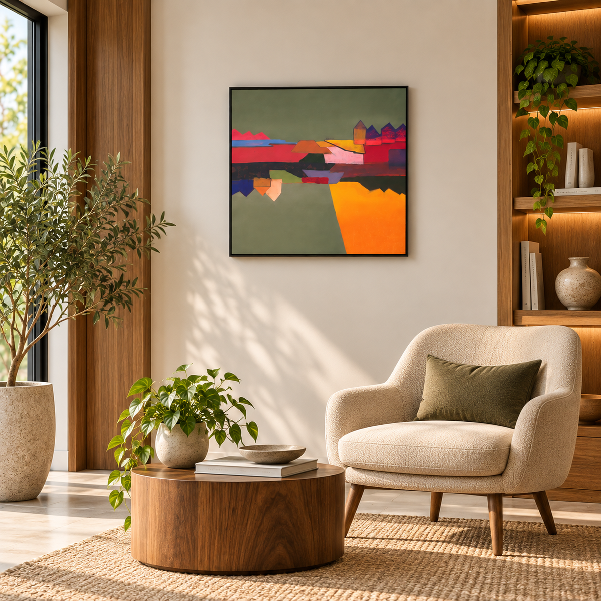 Village Mosaic | Abstract Village Landscape Painting by Sajaao