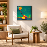 House on the Wind I | Abstract Village Painting by Sajaao - Image 2