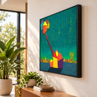 House on the Wind I | Abstract Village Painting by Sajaao - Image 4