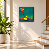 House on the Wind I | Abstract Village Painting by Sajaao - Image 5