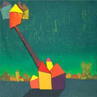 House on the Wind I | Abstract Village Painting by Sajaao - Image 3