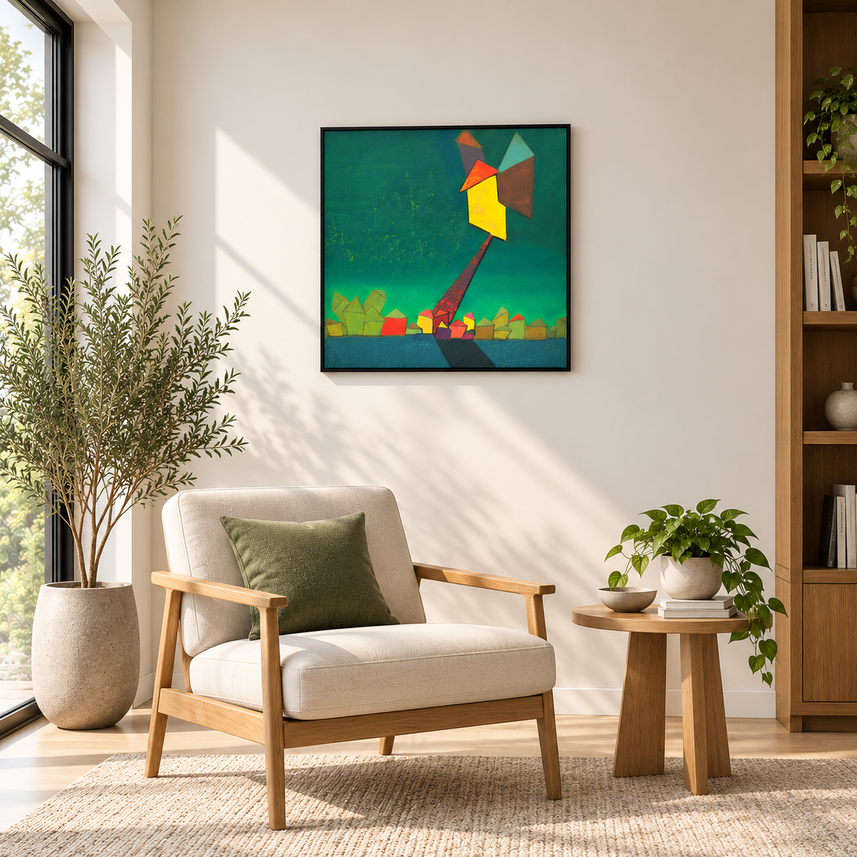 House on the Wind II | Abstract Village Landscape Painting