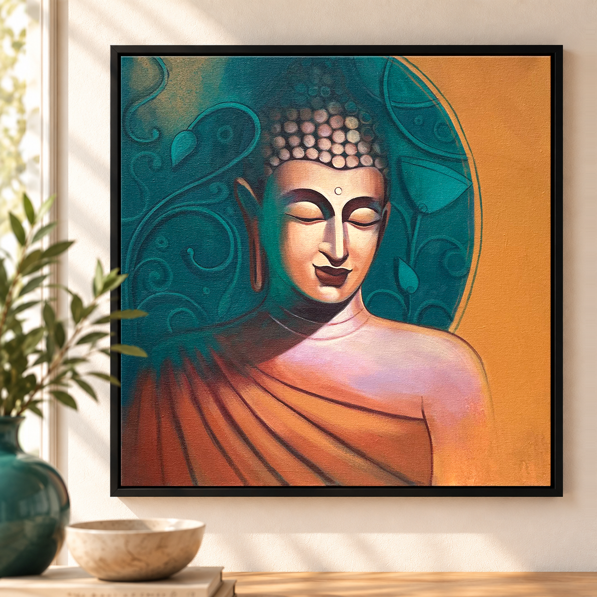 Siddhartha's Light | Large Meditating Buddha Painting by Sajaao