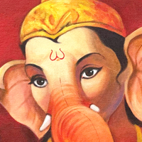 Gajamukha's Grace | Ganesha with Lotus Painting by Sajaao - Image 4