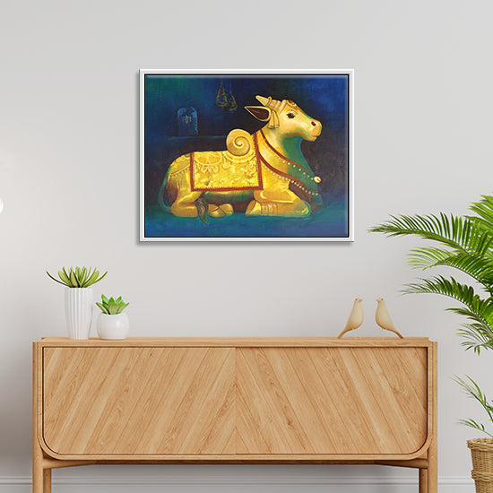 Shivadoota Painting | Devotional Nandi Art for Peaceful Spiritual Corners | Handmade painting for Temple