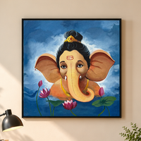 Bal Ganesha's Lotus | Ganesha with Pink Lotus Painting by Sajaao - Image 1