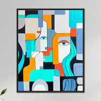 Fractured Faces | Cubist Multi-Face Abstract Painting by Sajaao - Image 1