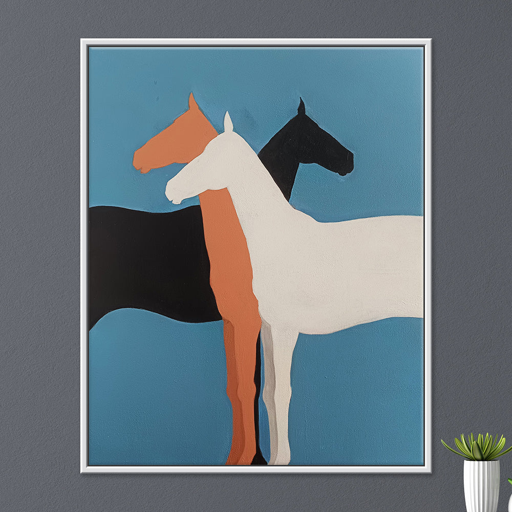 Standing Still Horse Art | Minimal Horse Canvas | Horse Handmade Paintings