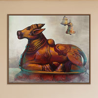 Nandi the Devoted | Sacred Bull Courtyard Painting by Sajaao - Image 1