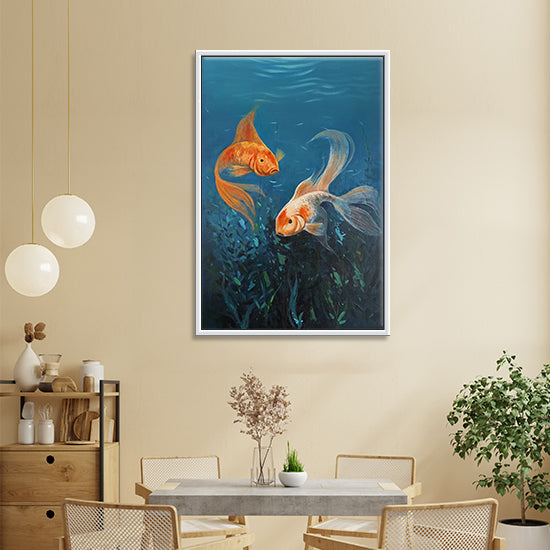 Golden Companions Fish Art | Gold Fish Wall Art | Underwater Wall Art