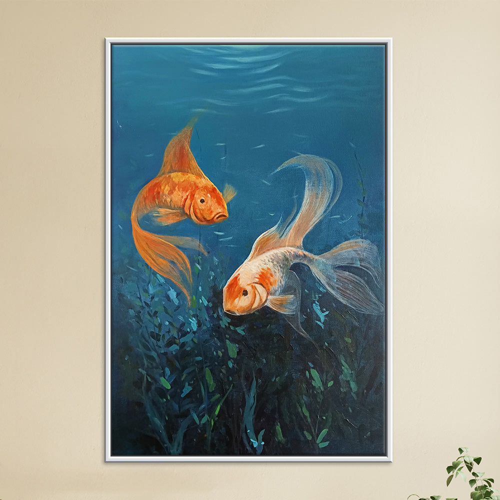 Golden Companions Fish Art | Gold Fish Wall Art | Underwater Wall Art