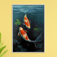 Goldfish Glide | Swimming Goldfish Contemporary Painting - Image 1