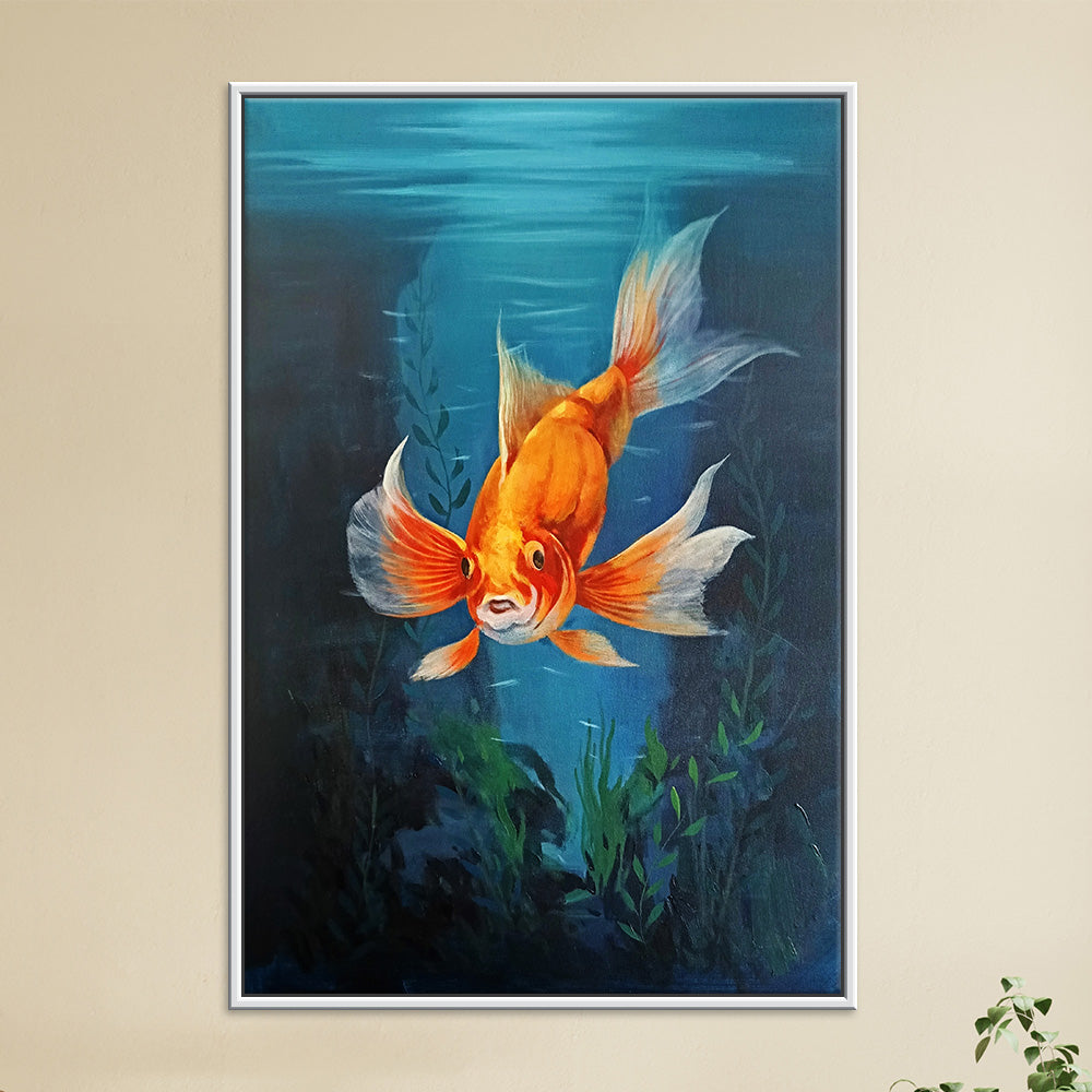 Golden Grace Fish Art | Sophisticated Aquatic Wall Art | Underwater Wall Art