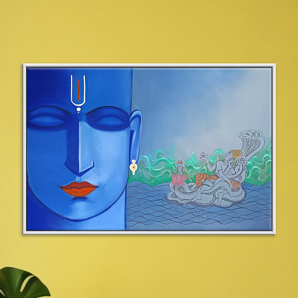 Lord Krishna Blue Divinity Art | Traditional, Religious Handmade Painting