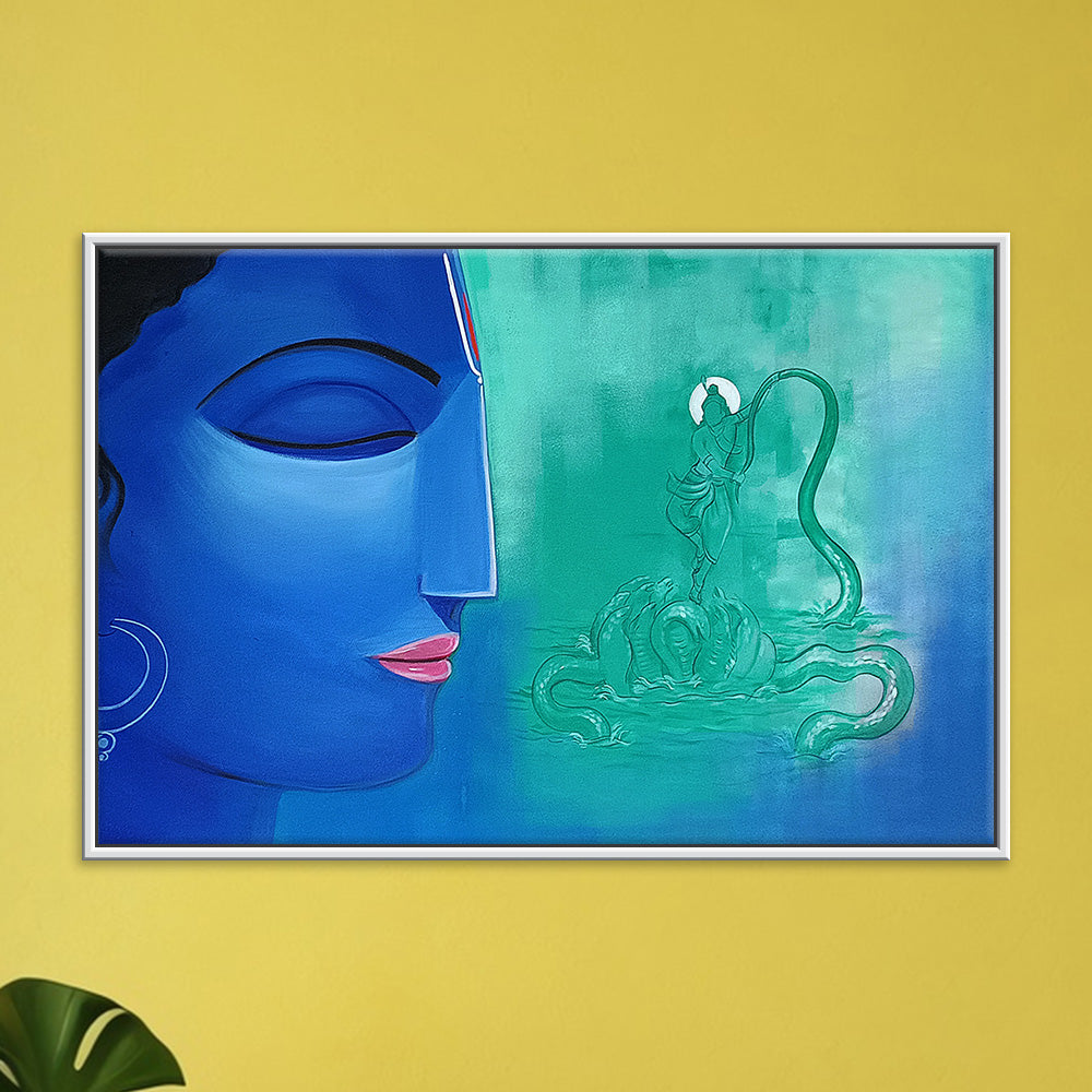 Krishna Mystic Silence Art | Krishna Dancing on Snake Painting