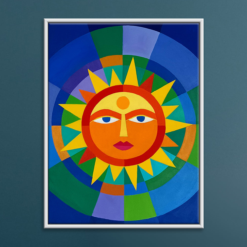 Sun Art | Golden Sun Design | Abstract, Expressive, Modern Handmade Painting