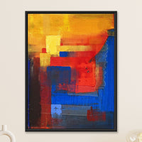 Blue Mosaic Skyline | Abstract City Painting for Living Room - Image 1