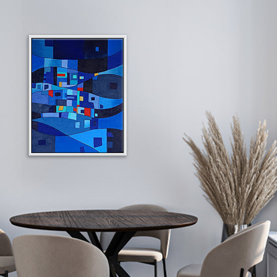 Night Blueprint Painting | Abstract Canvas Paintings for Offices