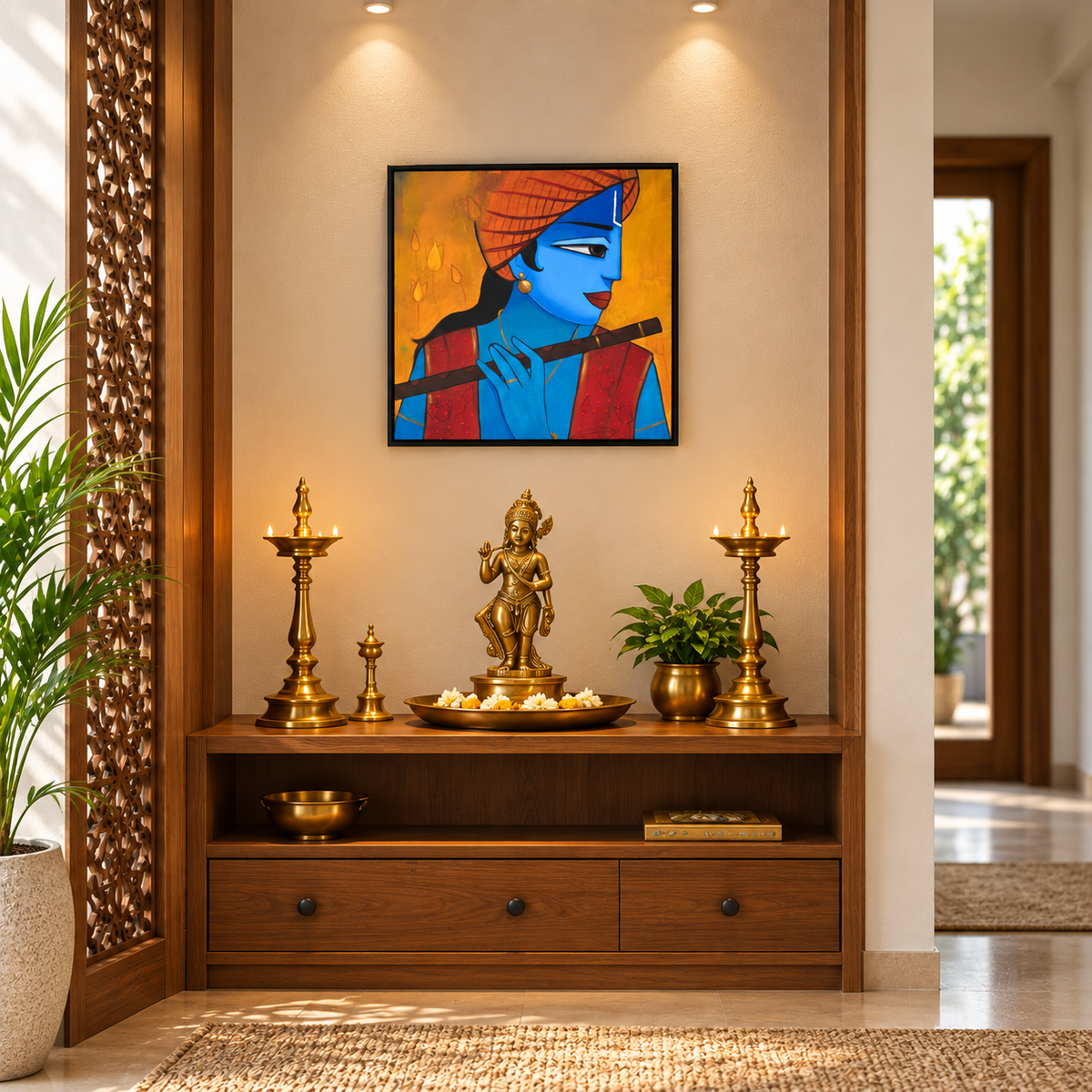 Krishna in Quiet Thought | Side Profile Painting by Sajaao