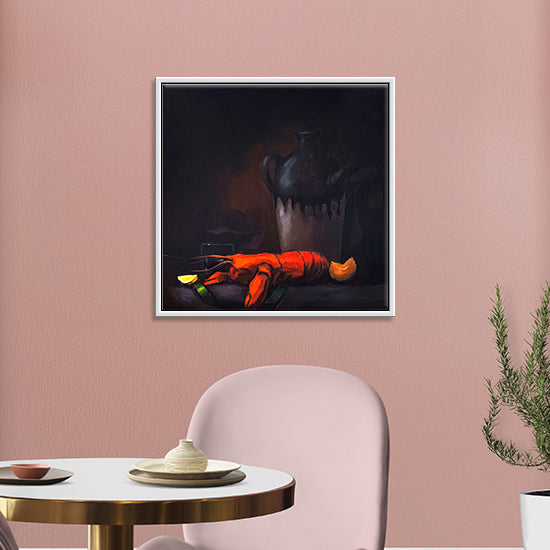 Lobster With Glass Artwork | Abstract Acrylic Painting | Acrylic, Modern Handmade Painting
