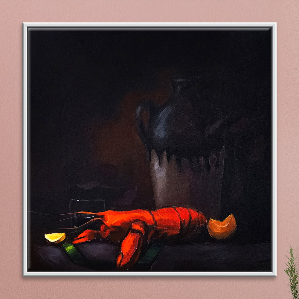 Lobster With Glass Artwork | Abstract Acrylic Painting | Acrylic, Modern Handmade Painting
