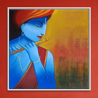 Krishna's Flute and Gopi | Devotional Painting by Sajaao - Image 1