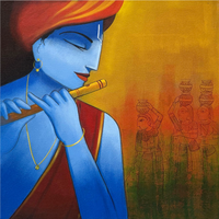 Krishna's Flute and Gopi | Devotional Painting by Sajaao - Image 3