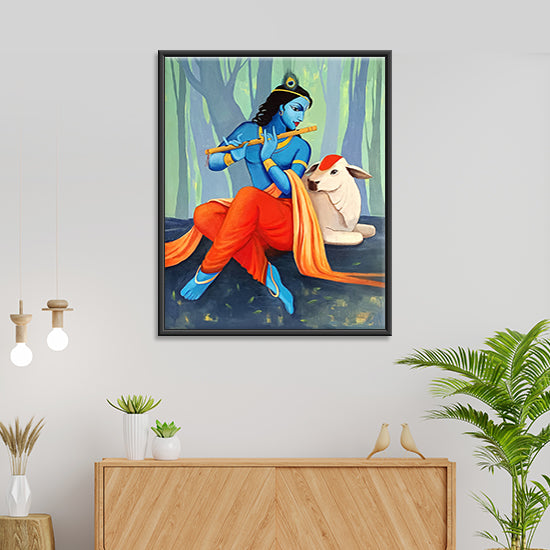 Krishna Flute painting | Divine Krishna With Flute | Traditional, Religious Handmade Painting