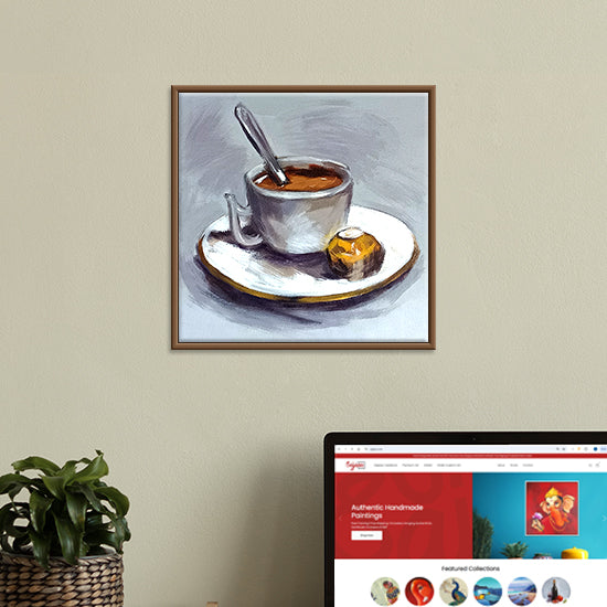 Coffee Morning Comfort Art | Original Warm Coffee Cup Handmade Painting