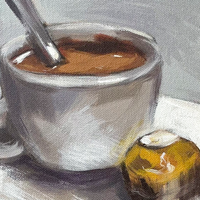 Coffee and Cupcake | Morning Comfort Still Life Painting by Sajaao - Image 4